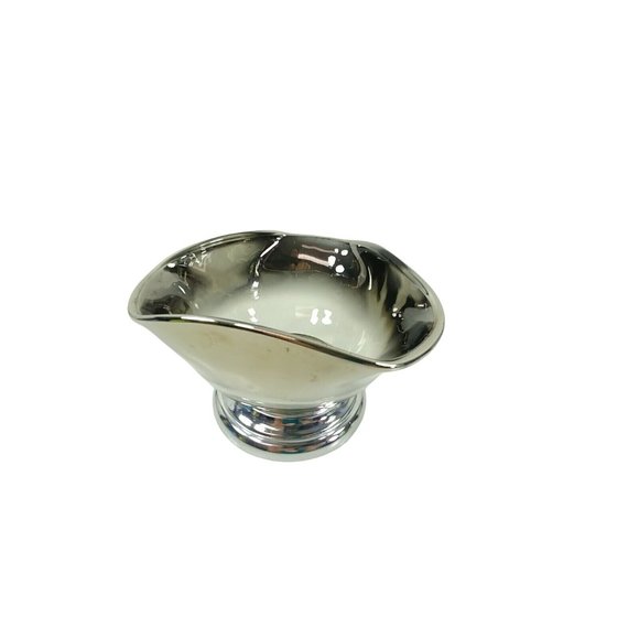 Bowl Folded Edge Silver Translucent Metal Toned Base - Picture 1 of 9